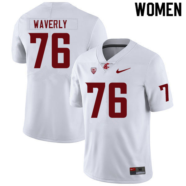 Women #76 Charles Waverly Washington State Cougars College Football Jerseys Sale-White - Click Image to Close
